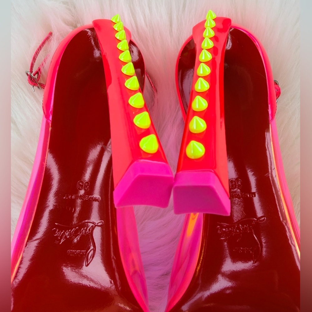 Christian Louboutin Debout Condorapik 100 Hot Pink Vinyl Patent Leather Pump 39 - Picture 7 of 12